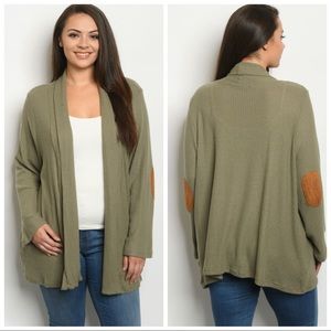 NEW PLUS Olive Waffle Knit Cardigan